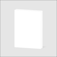 Blank vertical book cover template with pages in front side