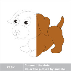 Vector trace game. Little dog to be colored.