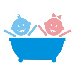 bathtub a toddler, color vector icon, boy and girl