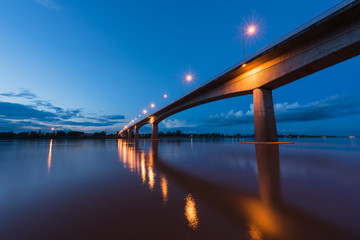 Bridge across the Mekong River. Thai-Lao friendship bridge, Thailand.