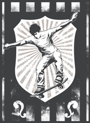stencil sport shield with skate rider
