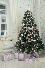 Christmas tree, texture, gifts, boxes