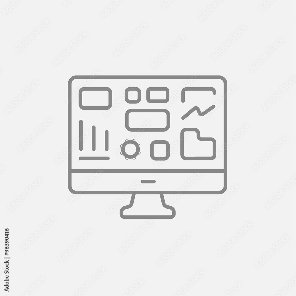 Poster monitor with business graphs line icon.