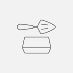 Spatula with brick line icon.