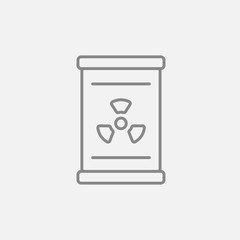 Barrel with ionizing radiation sign line icon.