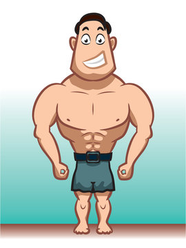 Male character, strong, cheerful - vector