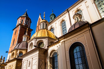 Fototapeta na wymiar Wawel hill with cathedral in Krakow