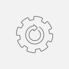 Gear wheel with arrow line icon.