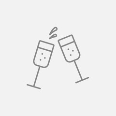 Two glasses of champaign line icon.