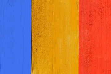 Romania Flag Painted On Wood Boards