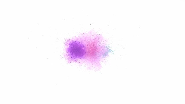 Particles/powde exploding against white background. Shot with high speed camera, phantom flex 4K. Slow Motion. Unedited version is included at the end of clip.
