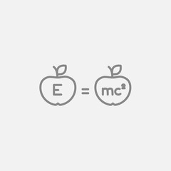 Two apples with formulae line icon.