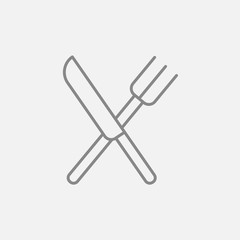 Knife and fork line icon.