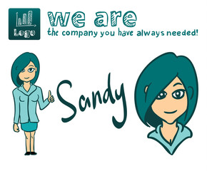 Manager or secretary, businesswoman vector character, cyan