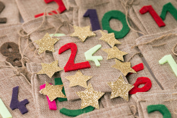 Advent Calendar / Advent Calendar of many jute bags