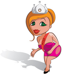 Queen of beauty vector illustration, white blonde miss