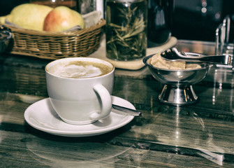 cup of coffee and a bowl of sugar,  vintage, retro