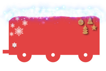 christmas background with red train 
