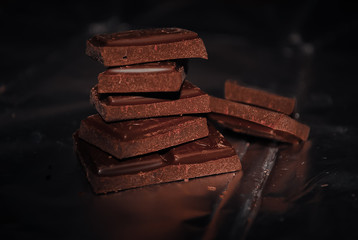 Slices of bitter chocolate