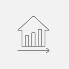 Graph of real estate prices growth line icon.