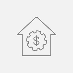 House with dollar symbol line icon.