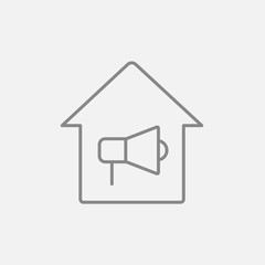 House fire alarm line icon.