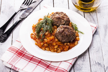 beef meatballs and bean stew