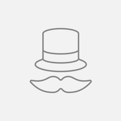 Hat and mustache line icon.