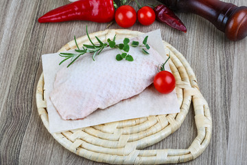 Raw duck breast
