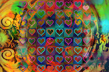 Colorful abstract background with heart pattern