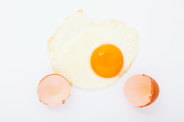 fried egg on white background