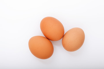 Eggs on white background