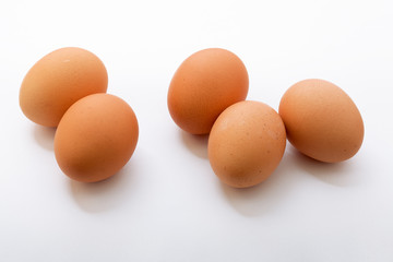 Eggs on white background