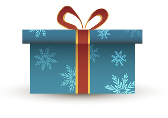 gift box with snowflakes on a white background