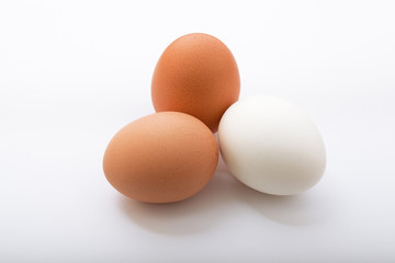 Eggs on white background