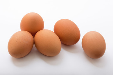 Eggs on white background