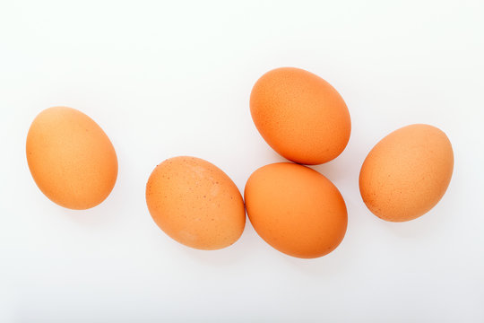 Eggs on white background