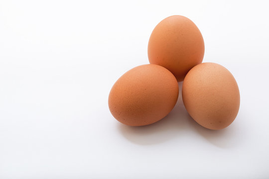 Eggs on white background