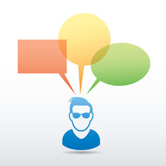 Human icon and color bubbles for speech. Elements for design. Hu