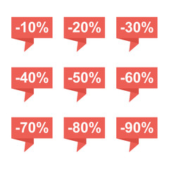 Flat design sale price tags, bubbles, pointers set.