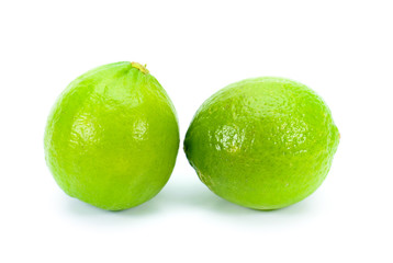 Green lemon lime isolated on white