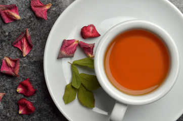 Fresh herbal tea with flowers