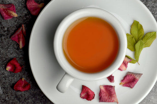 Fresh herbal tea with flowers