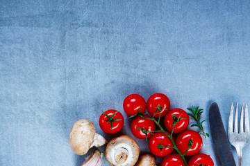 Vegetables on vintage background