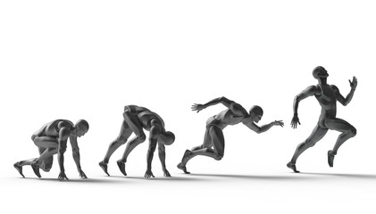 Obraz premium Three dimensional white human run. Ready to run on start.