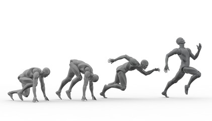  Three dimensional white human run. Ready to run on start.