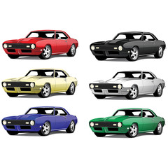 Vector Vintage Classic Car in multiple colors