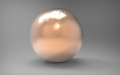 Three dimensional sphere with material on background with shadows.