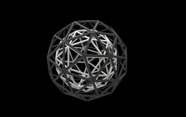 Three dimensional sphere with material on background with shadows.