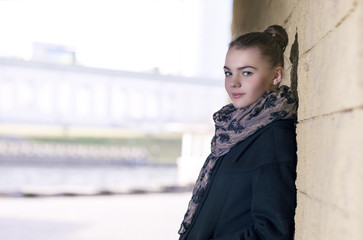 Fototapeta premium Portrait of Happy and Smiling Positive Caucasian Female Teenager